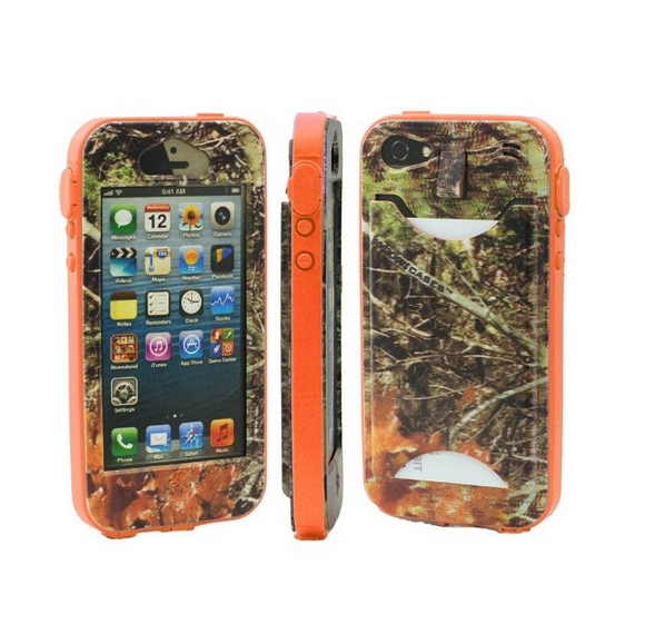 Durable Camouflauge iPhone 5 Band-It Case Orange Cambo with Orange Band